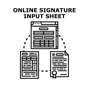 Online signature input sheet processing digital documents Stock Illustration