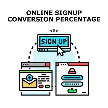 Online signup conversion percentage data metrics dashboard 스톡 일러스트