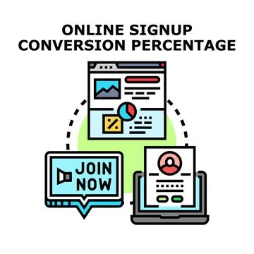Online signup conversion percentage optimizing digital marketing strategy 스톡 일러스트