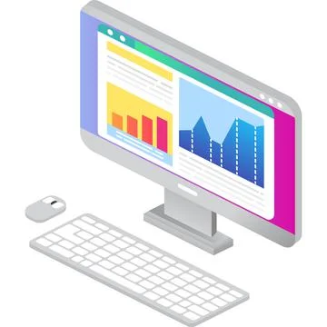 Online site statistics vector 3d computer icon Stock Illustration