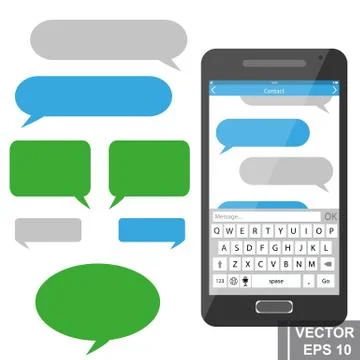 Online sms communication via mobile device. Negotiation. Stock Illustration