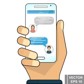 Online sms communication via mobile device. Negotiation. イラスト素材