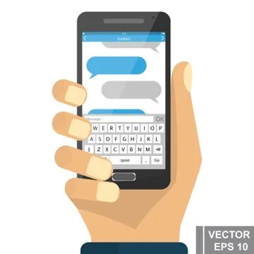 Online sms communication via mobile device. Negotiation. Stockillustratie