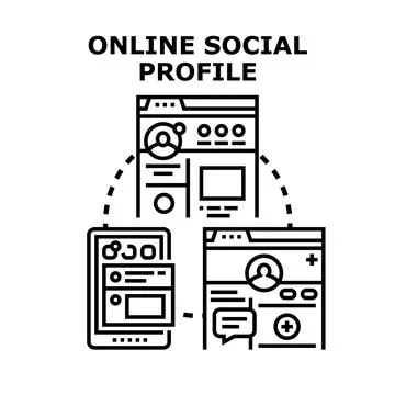 Online social profile network vector concept illustration イラスト素材
