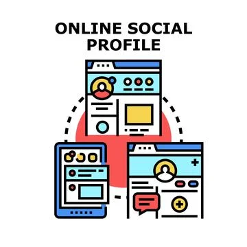 Online social profile network vector concept illustration イラスト素材