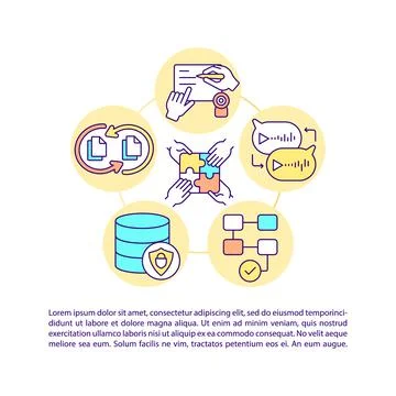 Online software for collaboration concept line icons with text Stock Illustration