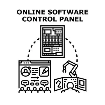 Online software control panel managing digital operations イラスト素材