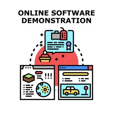 Online software demonstration concept illustrating virtual presentation Illustrazione stock