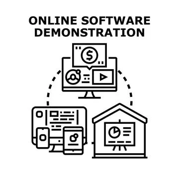 Online software demonstration illustrating digital business technology Illustrazione stock