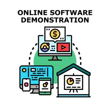 Online software demonstration illustrating digital business technology Illustrazione stock