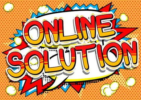 Online Solution - Comic book style word on abstract background. Illustrazione stock