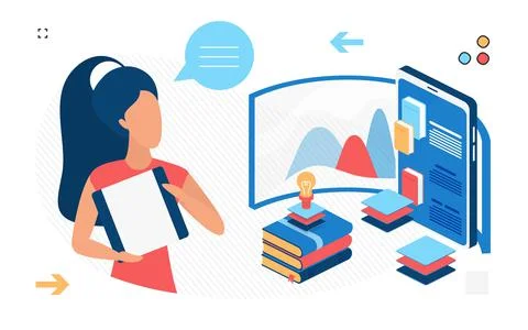 Online sources materials for educational development Stock Illustration