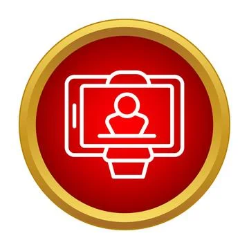 Online speaker presenting webinar on digital screen icon Stock Illustration