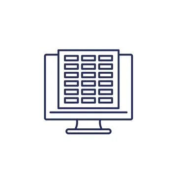 Online spreadsheets line icon, vector Stock Illustration