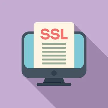 Online SSL certificate icon flat vector. Web data Ilustración de archivo