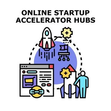 Online startup accelerator hubs concept illustration Stock Illustration