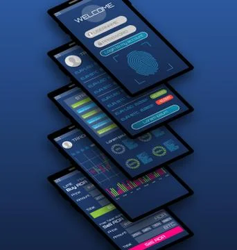 Online Statistics and Data Analytics, Mobile Platform Application for Work Stock Illustration