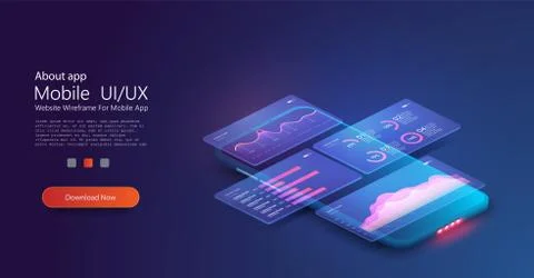 Online statistics and data Analytics. Digital money market, investment, finan Stock Illustration