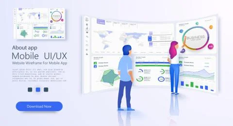 Online statistics and data Analytics. Digital money market, investment. Accou Stock Illustration