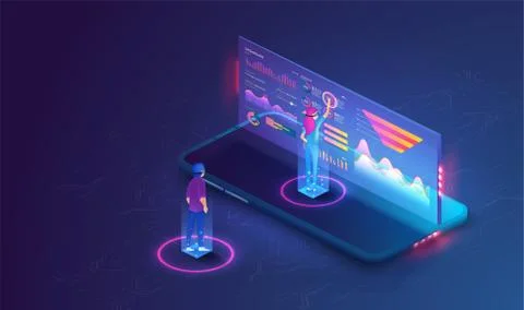 Online statistics and data Analytics.Digital money market, investment, financ Stock Illustration