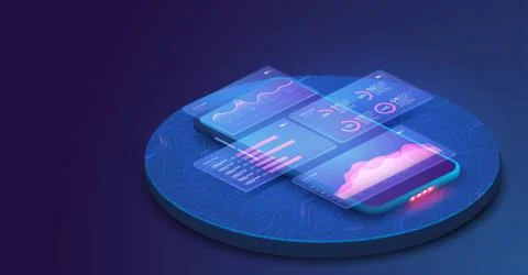 Online statistics and data Analytics.Digital money market, investment, financ Stock Illustration