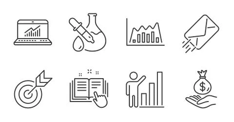 Online statistics, E-mail and Graph chart icons set. Vector Stock Illustration