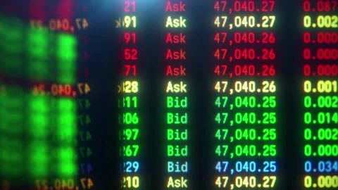 Online stock trading program LED Display in monitor trade platform backgrounds Stockbeeldmateriaal 336594361