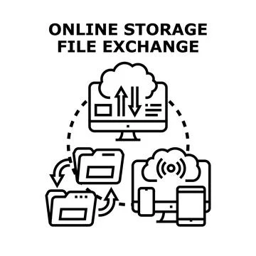 Online storage file exchange cloud computing concept Stock Illustration