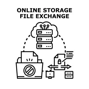 Online storage file exchange data sharing concept Stock Illustration