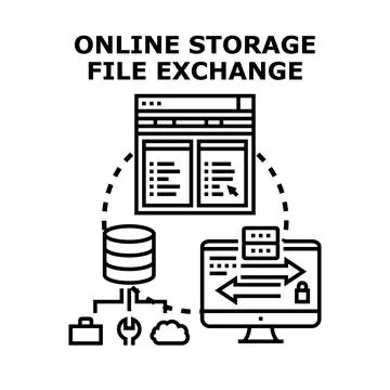 Online storage file exchange data transfer concept Stockillustratie