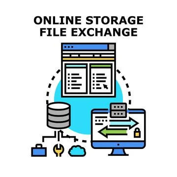 Online storage file exchange data transfer concept 스톡 일러스트