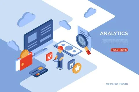 Online store analytics isometric icons Stock-Illustration
