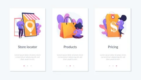 Online store app interface template. Stock Illustration