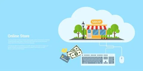 Online store banner Illustrazione stock