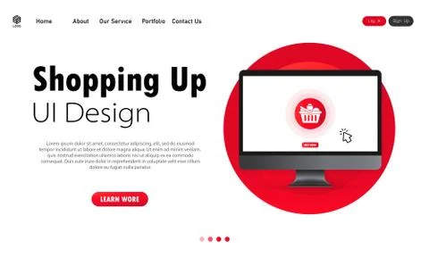 Online store concept on computer screen banner. UI design. Online shopping at Stock Illustration