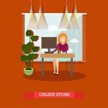 Online store concept vector illustration in flat style Stock Illustration