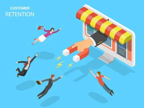 Online store customer retention vector illustration. Stock Illustration