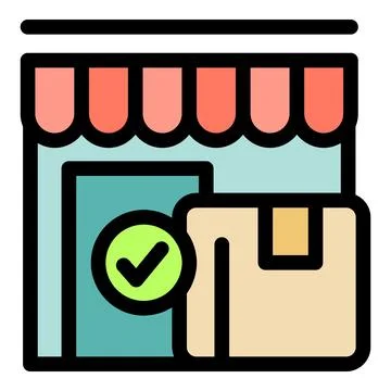 Online store delivering package with check mark confirming successful deliver イラスト素材