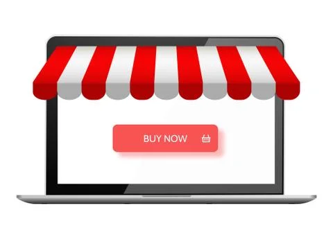 Online store. Digital marketing, vector shop. E-commerce shopping concept. Buy Illustrazione stock