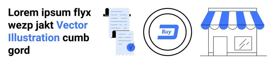 Online Store Elements with Blue and White Color Scheme for E-commerce Ilustração Stock