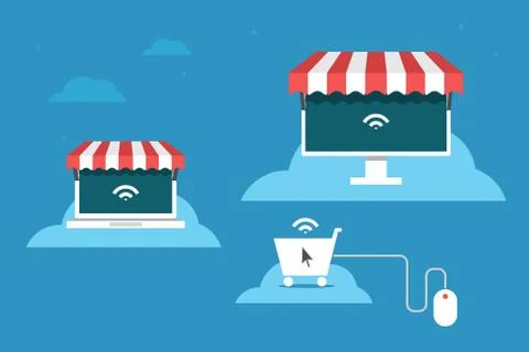 Online store flat design Stock Illustration