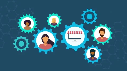 Online store with gears concept animation. Stock Footage 244852991