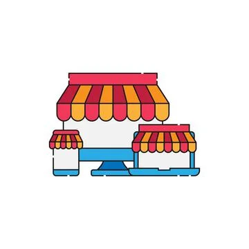 Online Store icon Vector design Illustration. Modern Online Shopping icon vec Stock Illustration