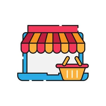 Online Store icon Vector design Illustration. Modern Online Shopping icon vec Stock Illustration