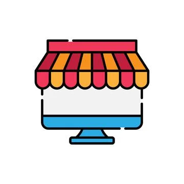 Online Store icon Vector design Illustration. Modern Online Shopping icon vec Stock Illustration