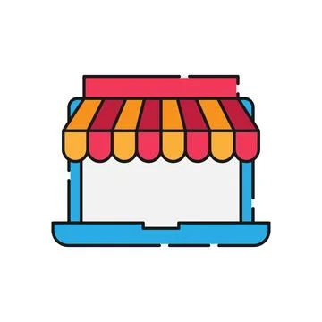 Online Store icon Vector design Illustration. Modern Online Shopping icon vec Stock Illustration