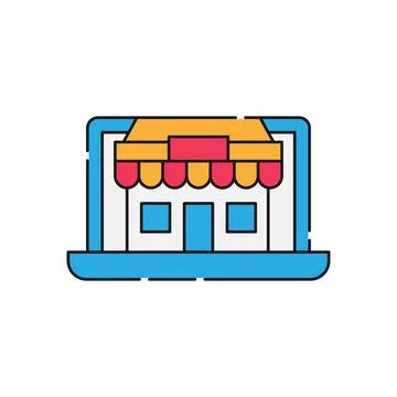Online Store icon Vector design Illustration. Modern Online Shopping icon vec Stock Illustration