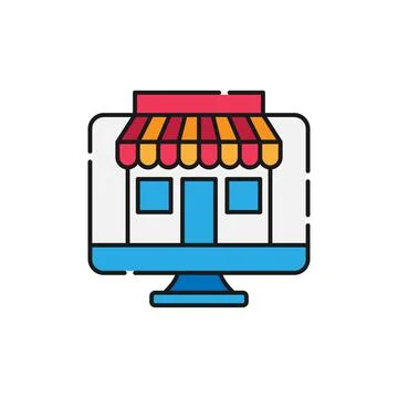 Online Store icon Vector design Illustration. Modern Online Shopping icon vec Stock Illustration