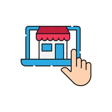 Online Store icon Vector design Illustration. Modern Online Shopping icon vec Stock Illustration