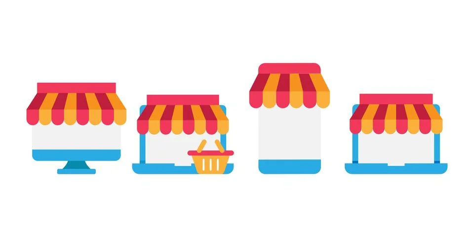 Online Store icon Vector design Illustration. Modern Online Shopping icon vec イラスト素材